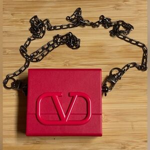 Valentino Red Mini Bag with Black Chain